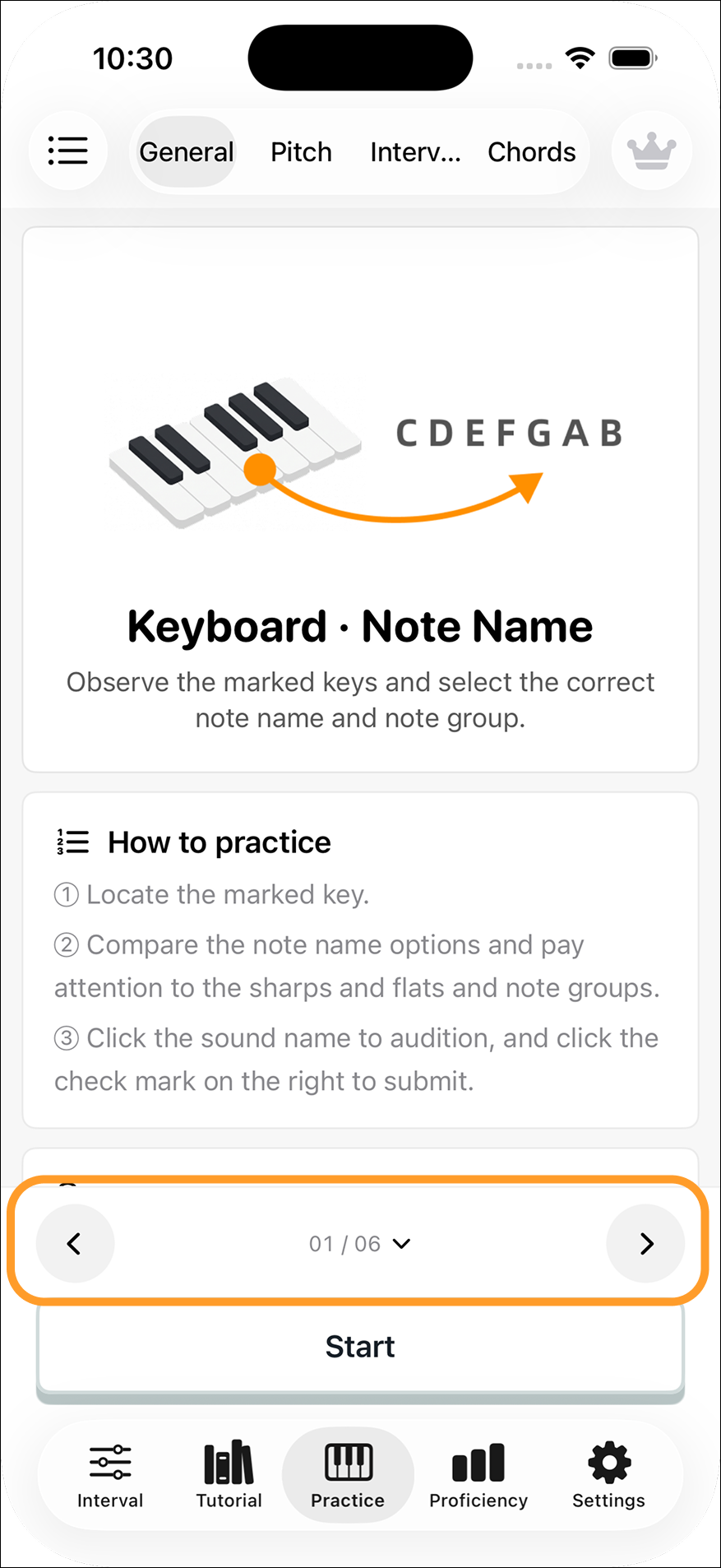 Browse exercises within a category
